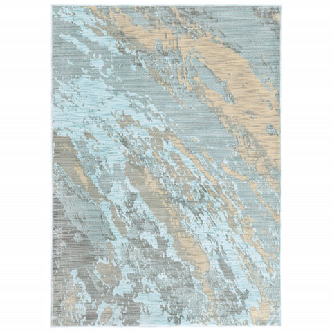 2���X3��� Blue And Gray Abstract Impasto Scatter Rug