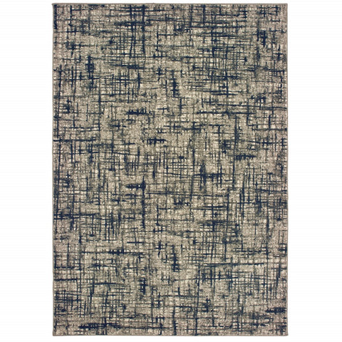 2���X3��� Gray And Navy Abstract Scatter Rug