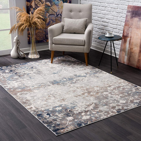 8��� X 11��� Navy And Beige Distressed Vines Area Rug