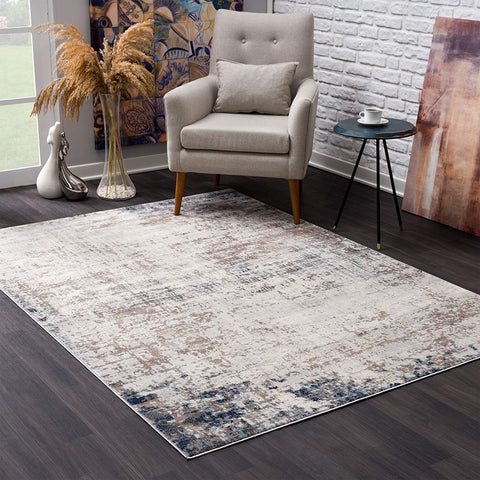 2��� X 3��� Navy Blue Distressed Striations Scatter Rug