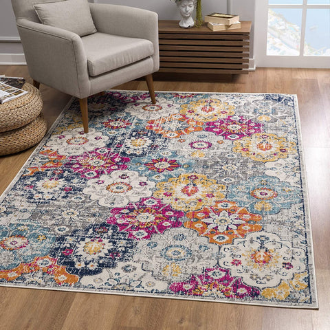 5' X 7' Rust Floral Dhurrie Area Rug