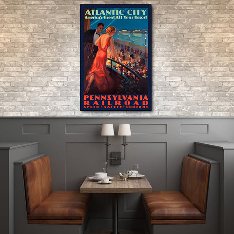 Vintage 1935 Atlantic City Travel Unframed Print Wall Art
