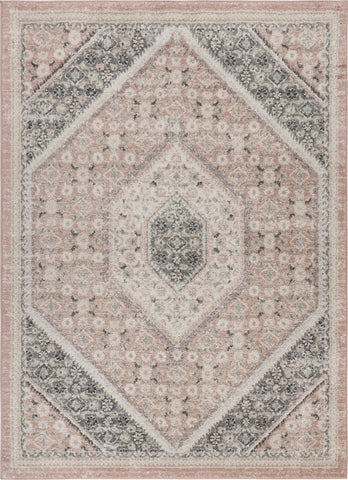 8��� x 10��� Gray and Soft Pink Traditional Area Rug