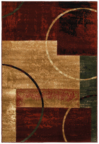 5��� x 7��� Red and Brown Geometric Area Rug