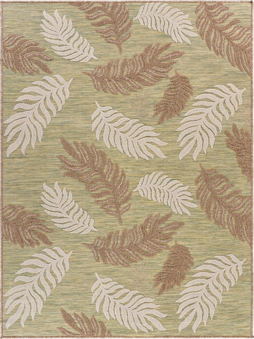 8' X 10' Green And Ivory Indoor Outdoor Area Rug