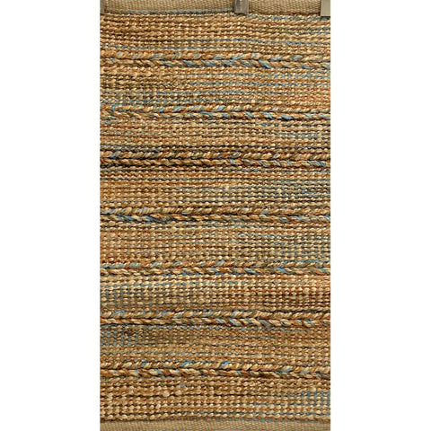 3' X 4' Tan Striped Dhurrie Hand Woven Area Rug