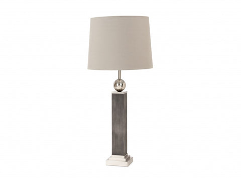 Set of 2 Modern Distressed Gray and Silver Table Lamps