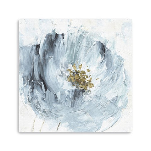 20" x 20" Watercolor Abstract Gray Blue Flower Canvas Wall Art