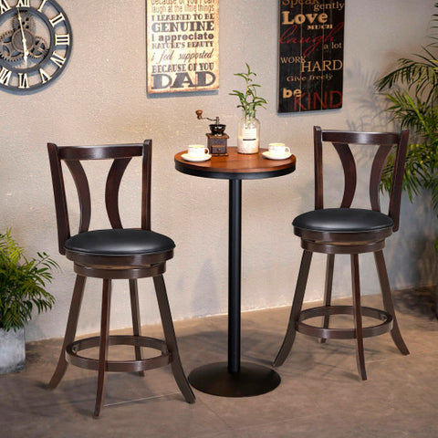 Set of 2 Swivel Bar stool 24 Inch Counter Height Leather Padded Dining