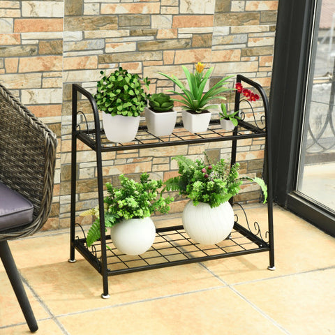 2-tier Patio Metal Plant Stand 2-tier Patio Metal Plant Stand