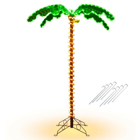 5 Feet LED Pre-lit Palm Tree Decor with Light Rope 5 Feet LED Pre-lit Palm