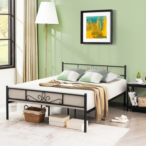 Twin/Full/Queen Size Metal Bed Frame with Headboard and Footboard-Queen