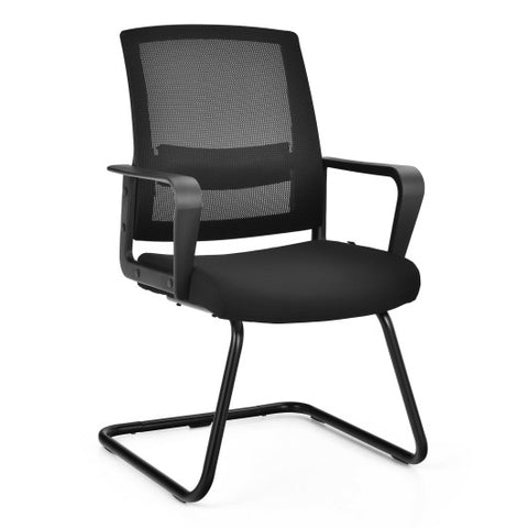 1 Piece Mid Mesh Back Conference Chair with Lumbar Support-Black 1 Piece