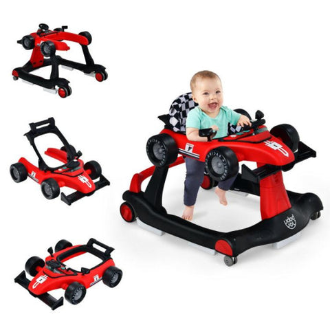 4-in-1 Foldable Activity Push Walker with Adjustable Height-Red 4-in-1