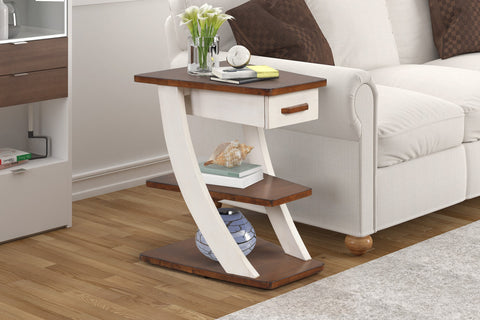 Modern Tobacco Wood End Table With Drawer Modern Tobacco Wood End Table