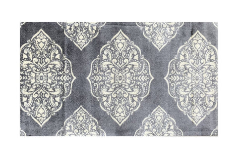 2' x 4' Gray and Ivory Scallop Medallion Washable Floor Mat 2' x 4' Gray