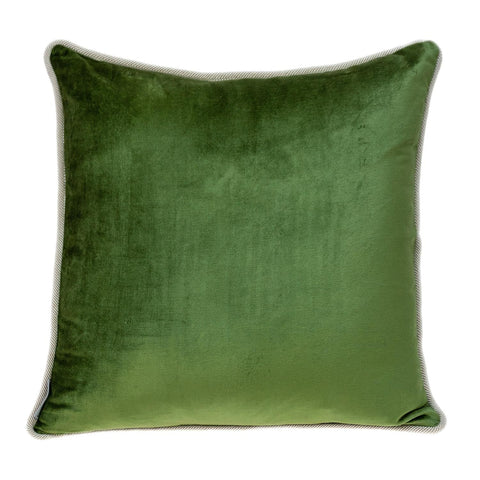 Reversible Blue and Green Square Velvet Throw Pillow