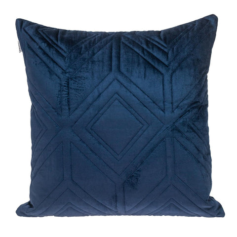 Navy Quilted Diamonds Velvet Solid Color Throw Pillow