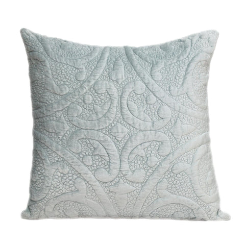 Gray Quilted Velvet Square Throw Pillow