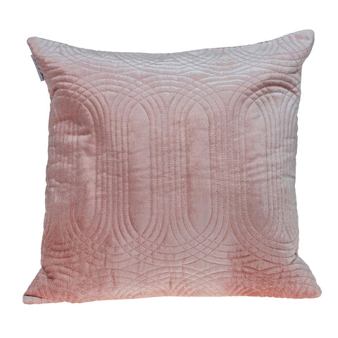 Quilted Velvet Pink Square Throw Pillow
