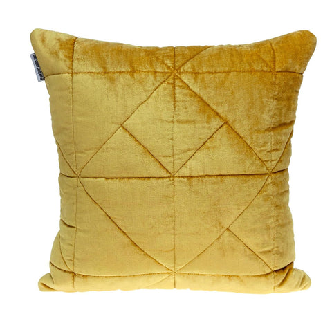Yellow Chunky Geo Stitched Velvet Decorative Throw Pillow