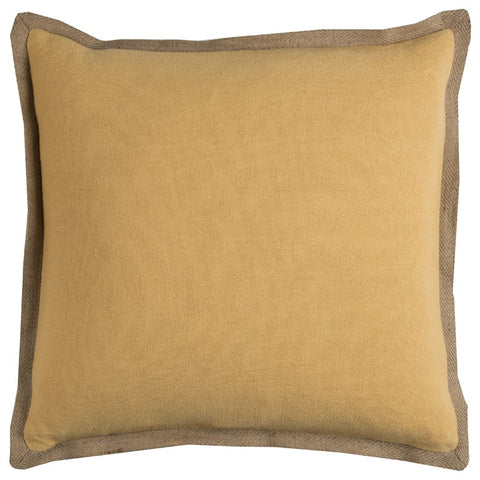 Yellow Beige and Natural Jute Throw Pillow