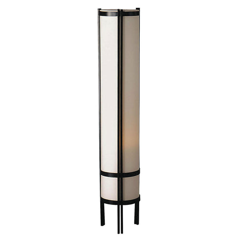 48" Steel Column Floor Lamp With Beige Drum Shade