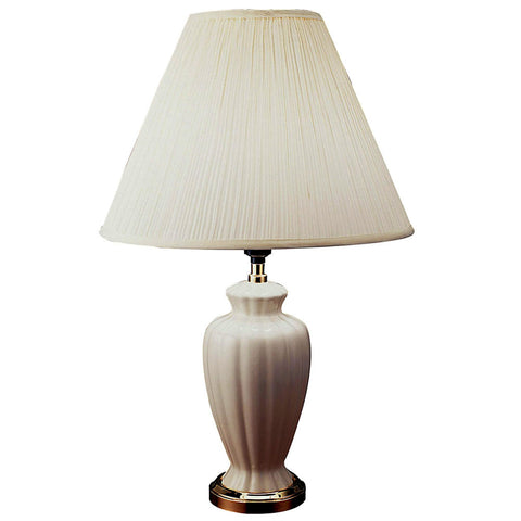 26" Gold Bedside Table Lamp With Off White Empire Shade