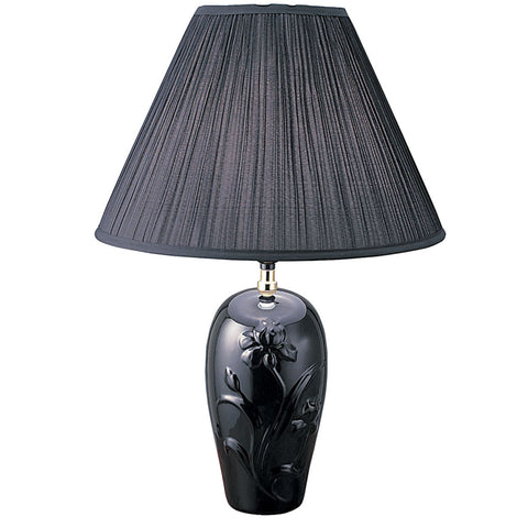 26" Black Bedside Table Lamp With Black Empire Shade