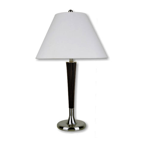 29" Brown Walnut Candlestick Table Lamp With White Classic Empire Shade