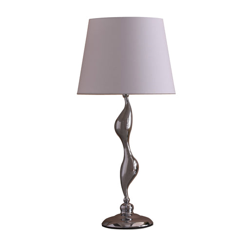 24" Silver Bedside Table Lamp With White Empire Shade