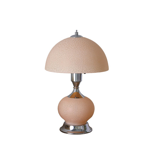 24" Silver Bedside Led Table Lamp With Pink Bowl Shade