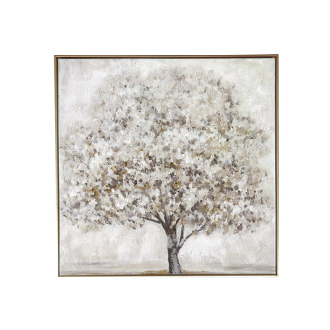 Neutral Gray and Tan Large Tree Canvas Wall Art Neutral Gray and Tan Large