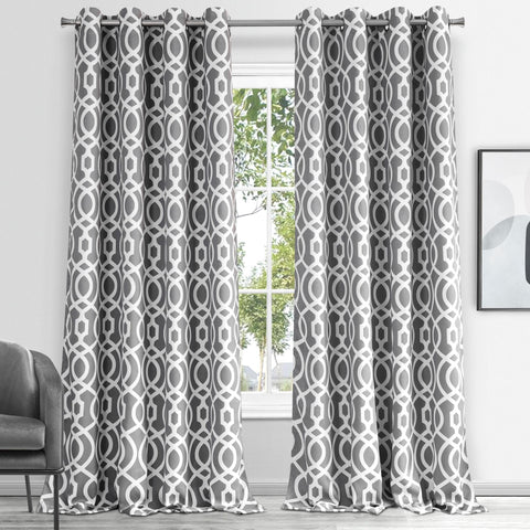 84" Gray Trellis Black Out Window Curtain Panel
