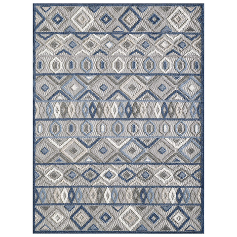 2' X 4' Blue And Gray Abstract Stain Resistant Indoor Outdoor Area Rug