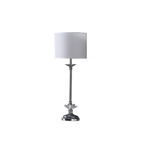 26" Silver Metal Table Lamp With White Globe Shade
