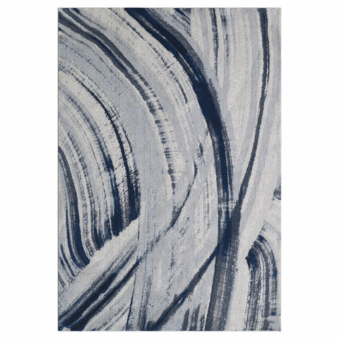 7' X 10' Blue Abstract Dhurrie Area Rug