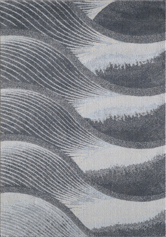 7' X 10' Blue And Gray Abstract Dhurrie Area Rug