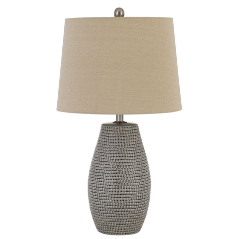 Set of Two 25" Taupe Weave Glazed Ceramic Table Lamps Set of Two 25" Taupe