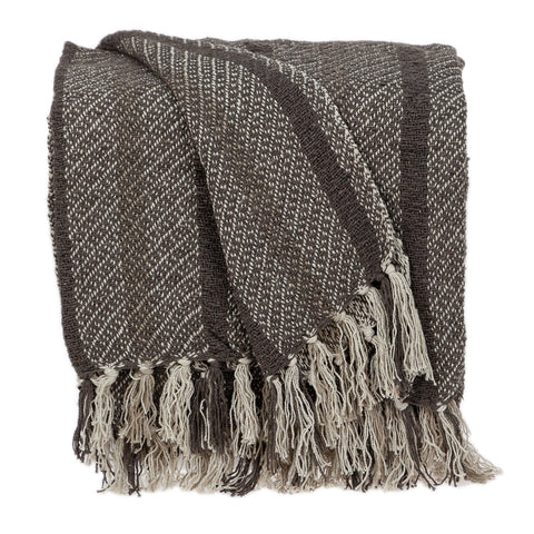 Brown and Taupe Striped Woven Handloom Throw