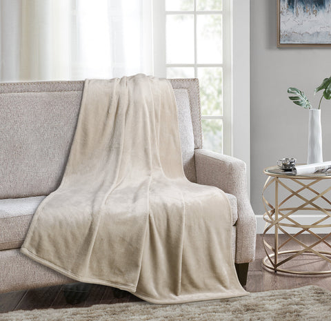 Ivory Solid Anti Microbial Oversized Throw