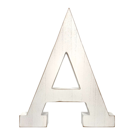 16" Distressed White Wash Wooden Initial Letter A Sculpture 16" Distressed