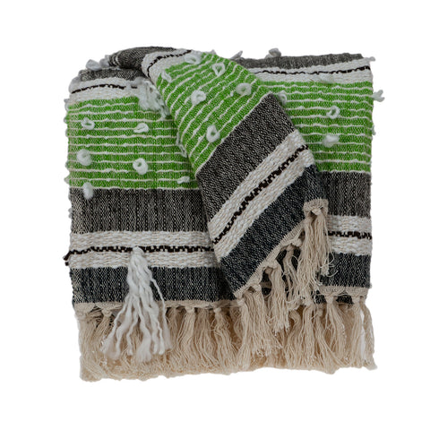 Beige And Black Woven Wool Solid Color Reversable Throw