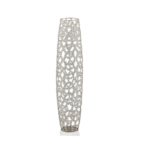 40" Crystal Glass Silver Oval Floor Vase