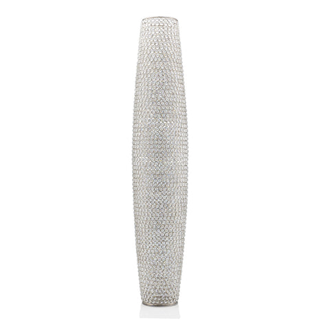 47" Crystal Glass Silver Cylinder Floor Vase