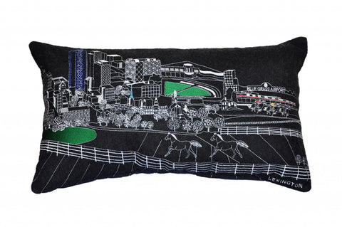 24" Black Lexington Nighttime Skyline Lumbar Decorative Pillow
