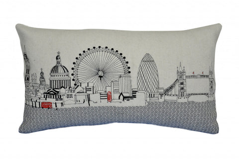 24" White London Daylight Skyline Lumbar Decorative Pillow