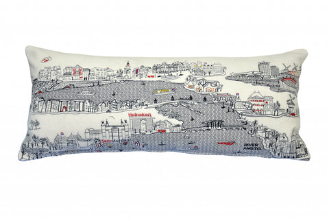 35" White Amsterdam Daylight Skyline Lumbar Decorative Pillow