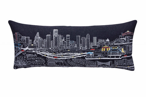 35" Black Houston Nighttime Skyline Lumbar Decorative Pillow