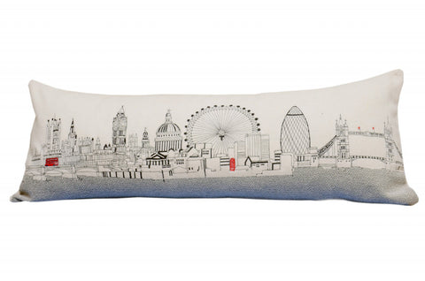 35" White London Daylight Skyline Lumbar Decorative Pillow